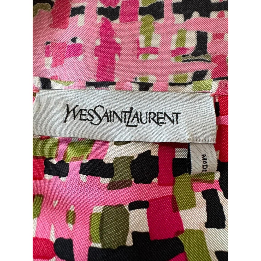 Yves Saint Laurent Silk Pink Multi Printed Sleeveless Blouson Top SZ Fr 42/US 10 - Picture 8 of 8